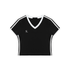 Black and white cotton t shirt v neck, front view